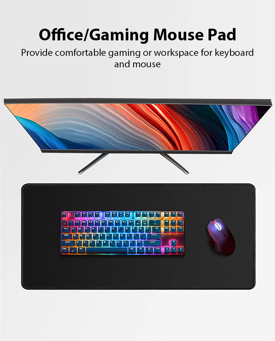 Large Mouse Pad Anti-Slip Rubber Mouse Mat Computer PC Gamer Desk Mat Stitched Edge Large Office Gaming Mousepad Accessories XXL