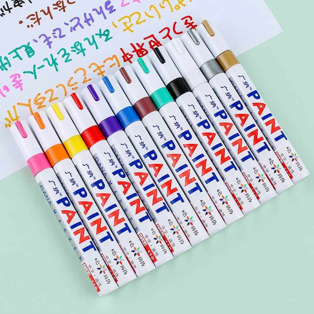 6 Pcs Colorful Permanent Paint Marker Waterproof White Markers tire tread rubber fabric Paint metal 12 Colors Paint Marker Pens