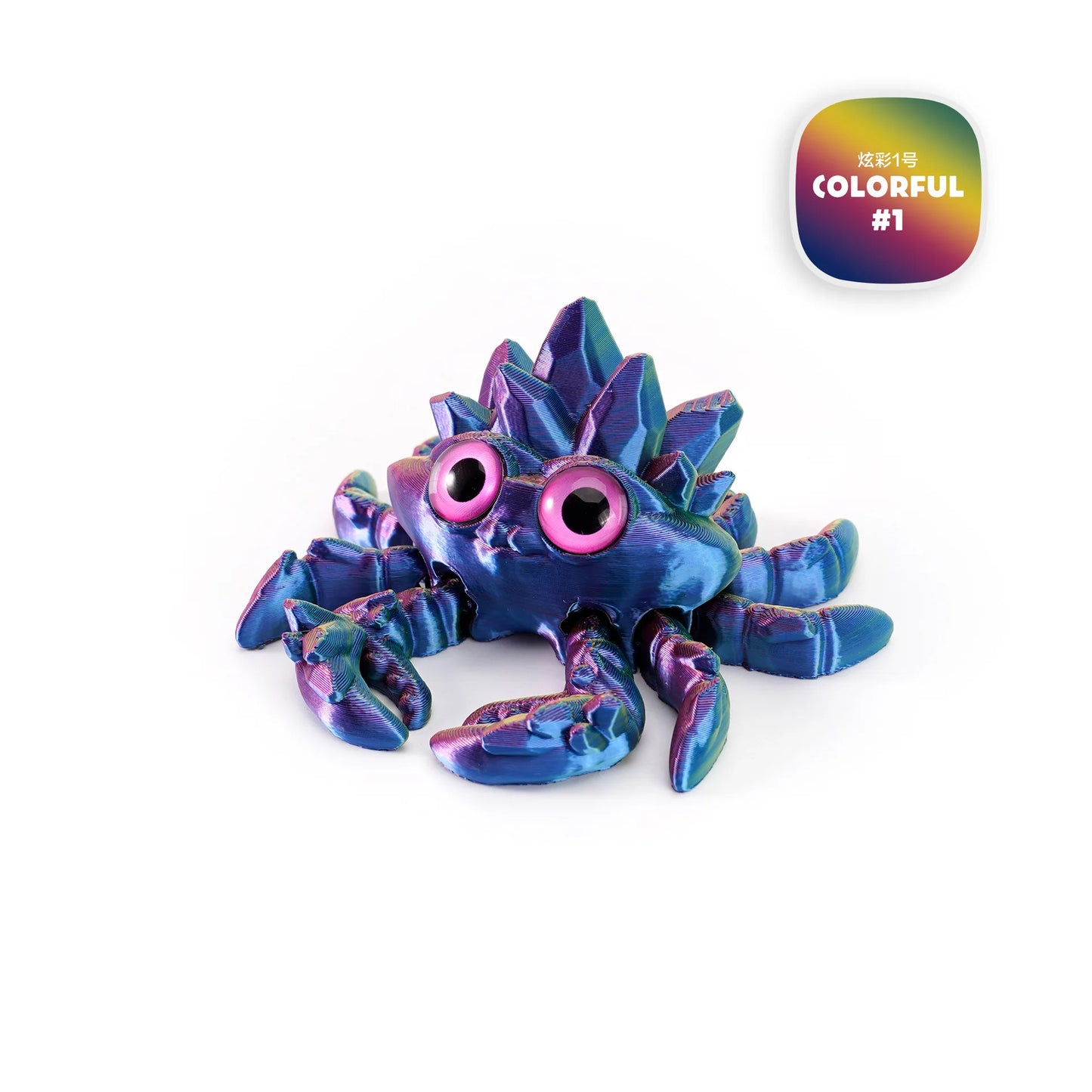 3D Printed Crystal Gems Crab Toys Joint Movable Model Novelty Animals Toy Anti-stress Figurine Miniature Desk Ornaments Birthday