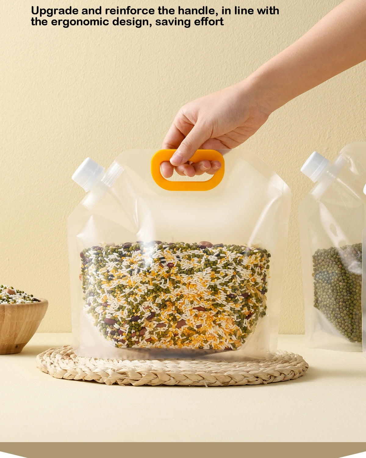 5pcs Grains Sealed Bag Kitchen Insect Proof Moisture Proof Fresh Keeping Storage Bag Recyclable  Transparent Grain Storage Bags