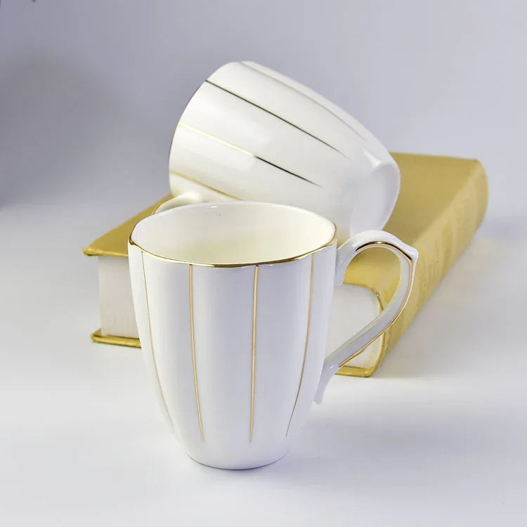 300ml Bone Ceramic Phnom Penh Silver Border Mug China Relief Moonlight Cup Office Gift Coffee Milk Tea Cup With Handle