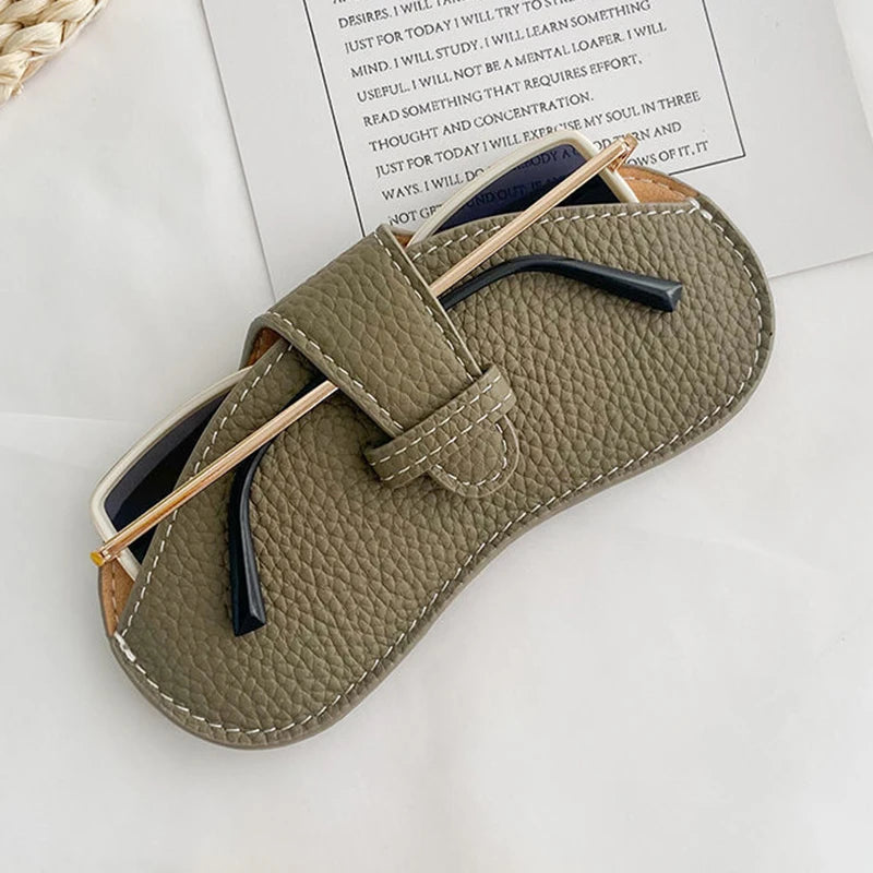 PU Leather Portable Glasses Bag Sunglasses Storage Bags Men and Women Car Glasses Protective Cover Anti-crushing Glasses Clip
