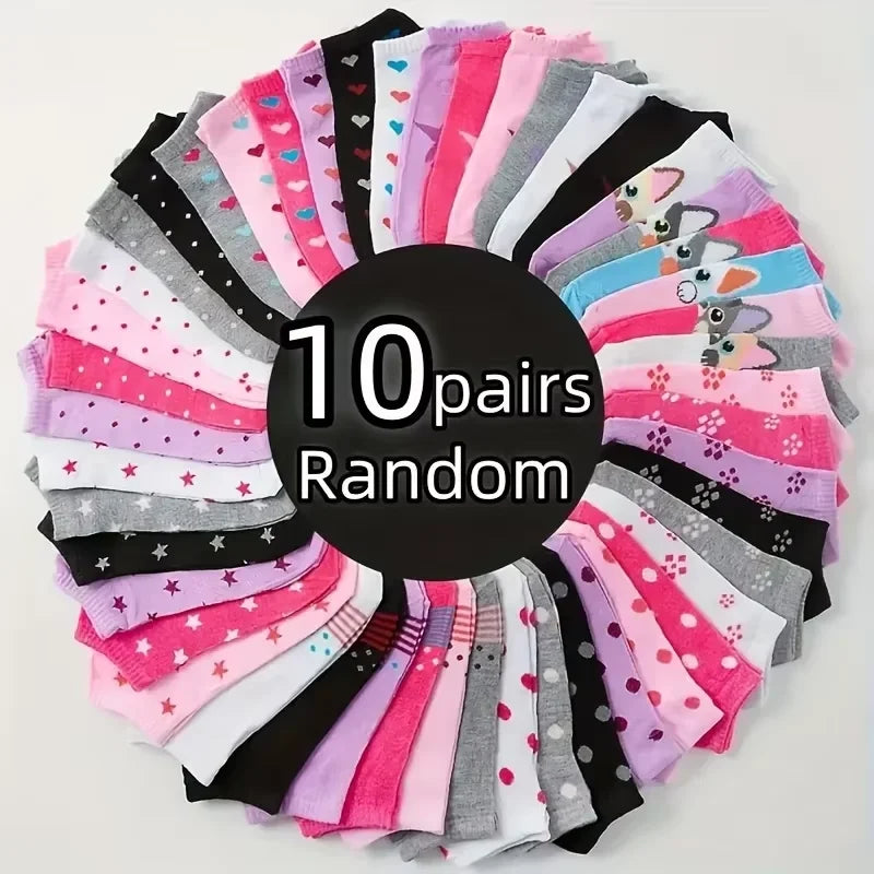 10/20/30/50/100Pairs Heart Print Socks Valentine's Day Candy Colored Ankle Socks Women's Stockings & Hosiery