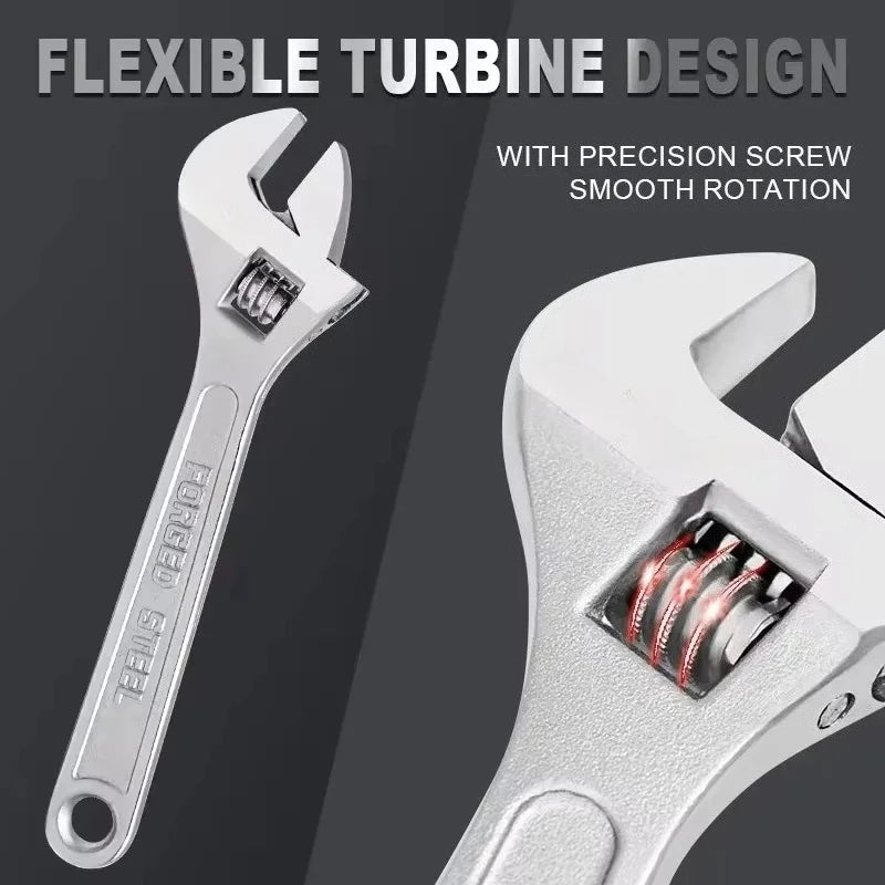 Adjustable Wrench Large Openin Long Handle Universal Spanner Clamp Wrench CR-V Steel Mechanical Workshop Hand Repair Tools