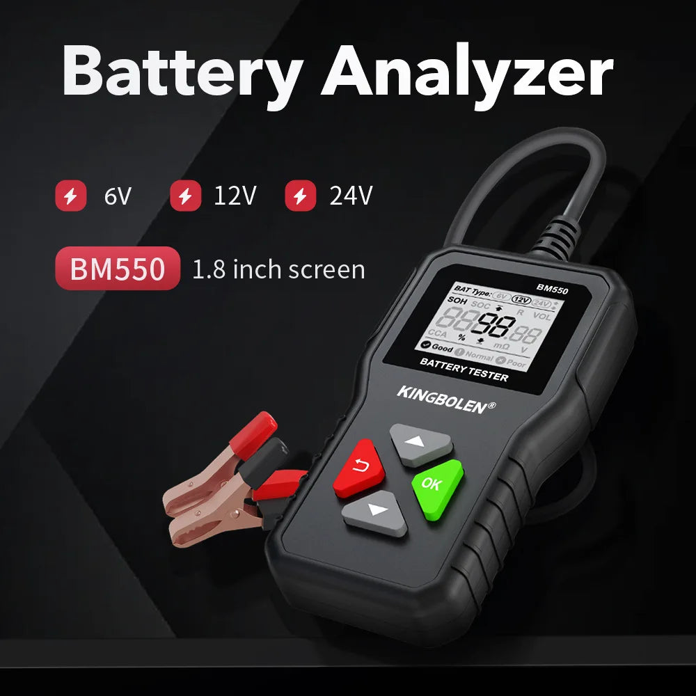 Car Battery Tester 100-2000 CCA Car Battery Tool 6V 12V 24V Car Battery Tester Car Battery Analyzer BM550 Battery Testing Tool