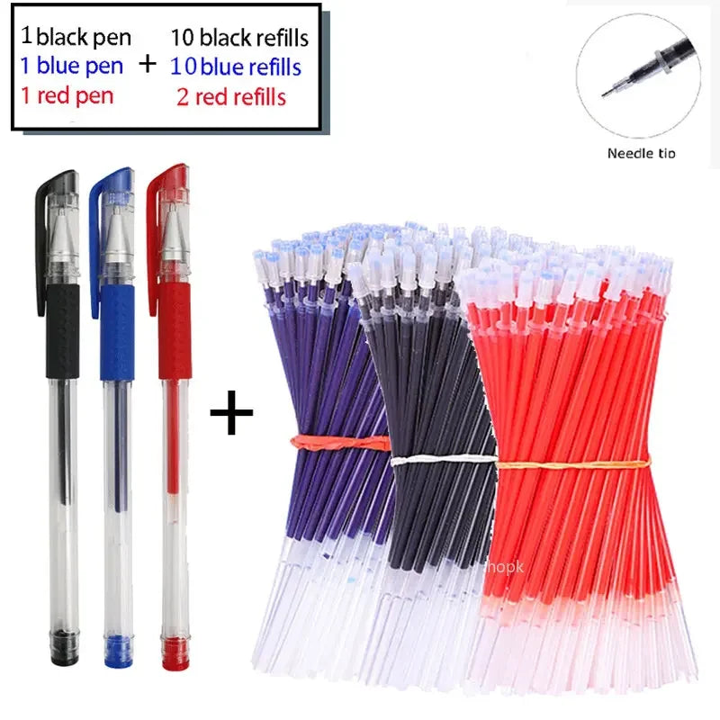 7/35 PCS Gel Pen Set School Supplies Black Blue Red Ink Color Ballpoint Pen Kawaii Pen Writing Tool School Office Stationery