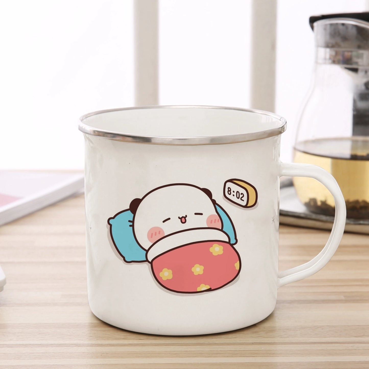 Cartoon Milk Mocha Bear Boob and Doodle Enamel Cup Coffee Tea Cup Cute Animal Breakfast Dessert 11oz Milk Water Cup Couple Gift