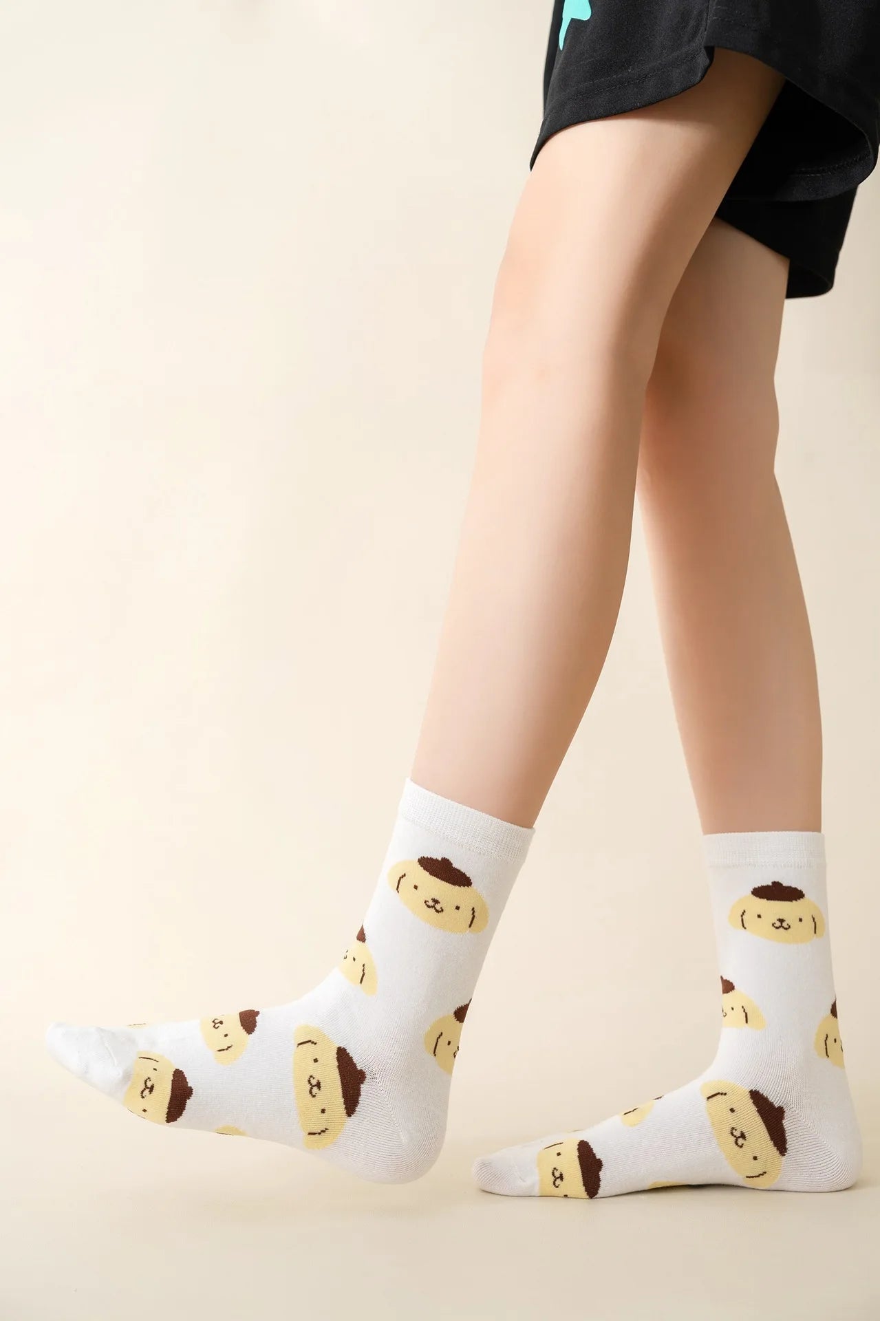 Sanrio Mymelody Cinnamoroll Pom Pom Purin Mid Length Socks Ins Breathable Minimal Design Leisure Sports Socks Girls Gifts Lovely