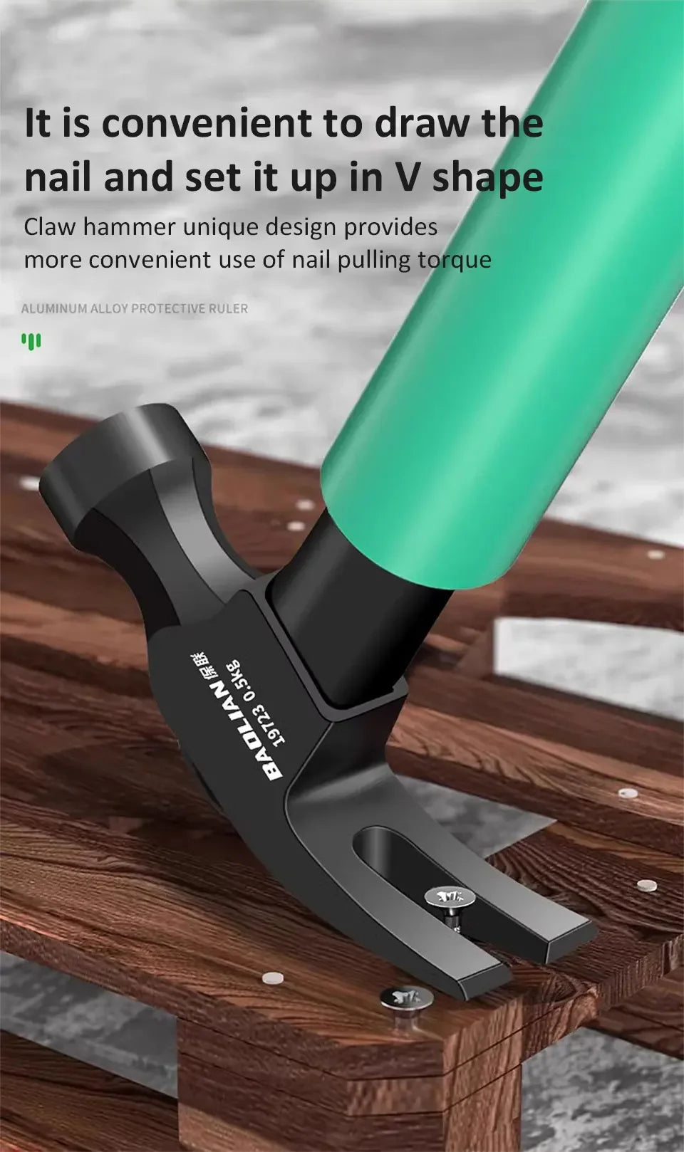 Multifunction High CarbonSteel Claw Hammer with 14/17/19mm Socket Wrench Reduction Handle Maintenance Installation Hand Tool