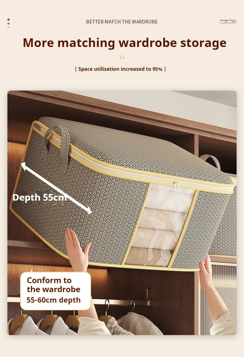 Closet Dustproof Organizer Visible Storage Bag Foldable Storage Box Quilt Container Moisture-proof Clothes Moving Bag