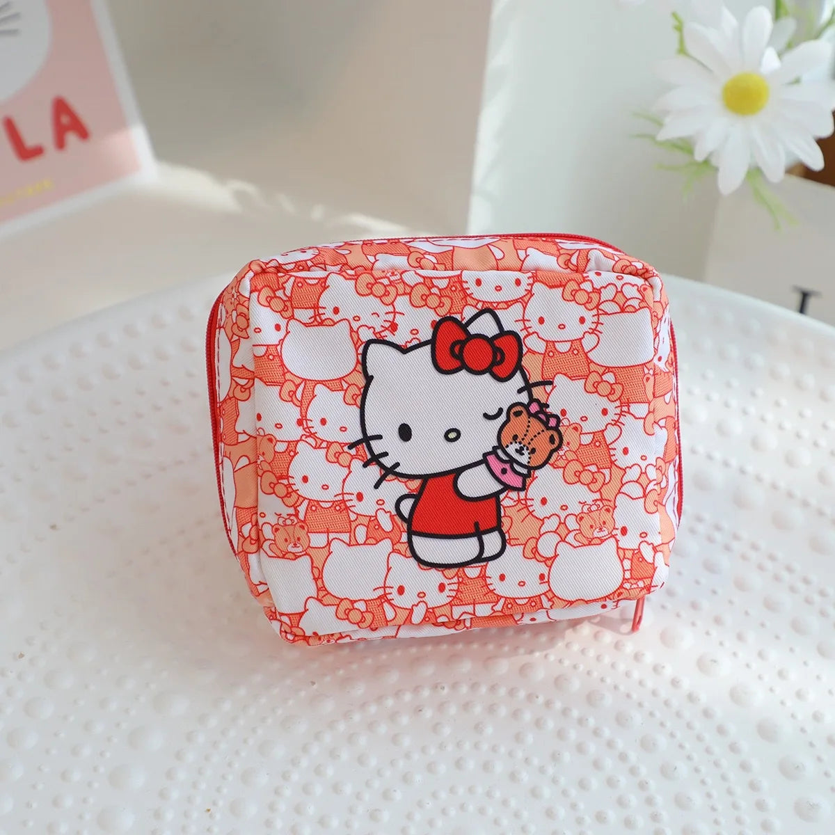 Kawaii Cartoon Kuromi My Melody Hello Kitty Menstrual Bag Cute Girly Purse Portable High Capacity Sanitary Napkin Storage Bag