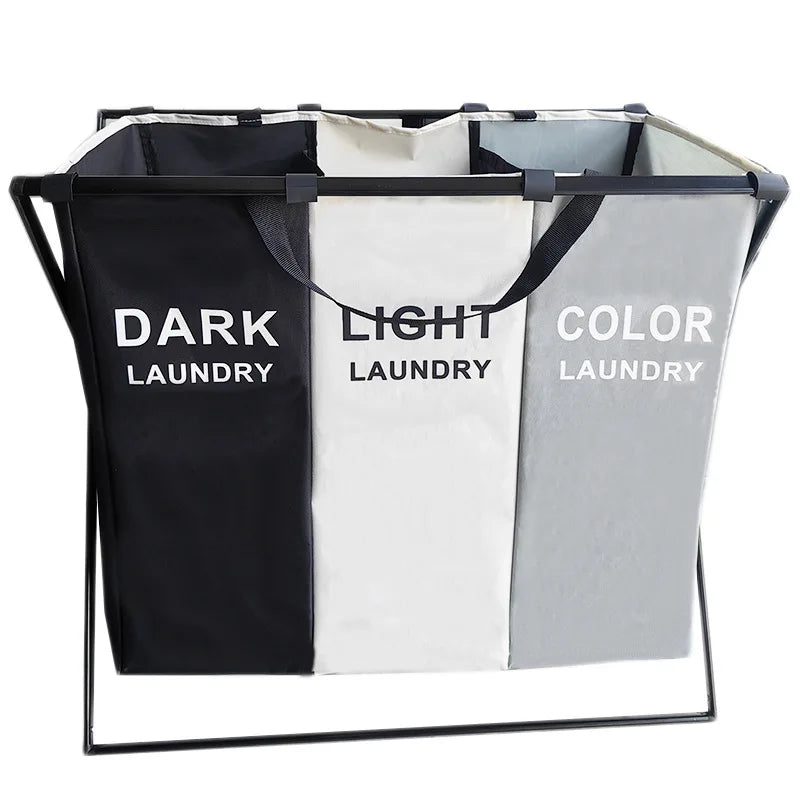 1 PC Large Laundry Hamper 3 Sections Divided Laundry Basket Foldable Washing Dirty Cloth Storage Bag