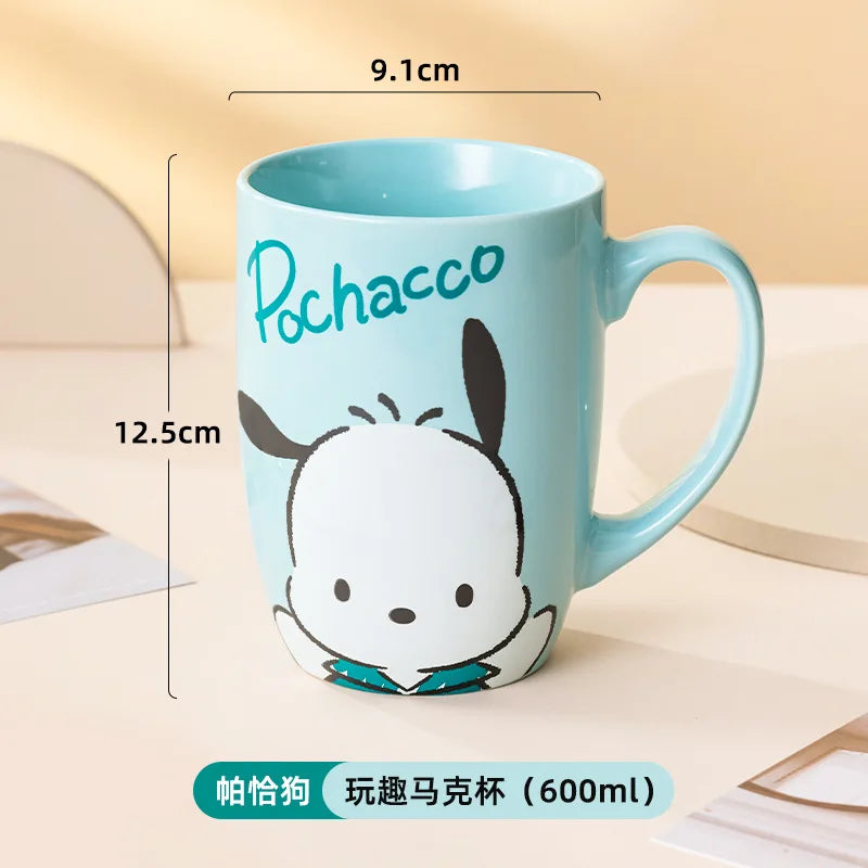 Miniso Sanrio Ceramic Mug Large Capacity 600ml Kuromi Cinnamoroll My Melody Coffee Milk Cup Couple Cup Drinkware Gifts