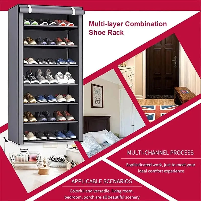 Home corridor living room shoe rack fabric dustproof shoe cabinet economical multi-layer shoe cabinet minimalist furniture