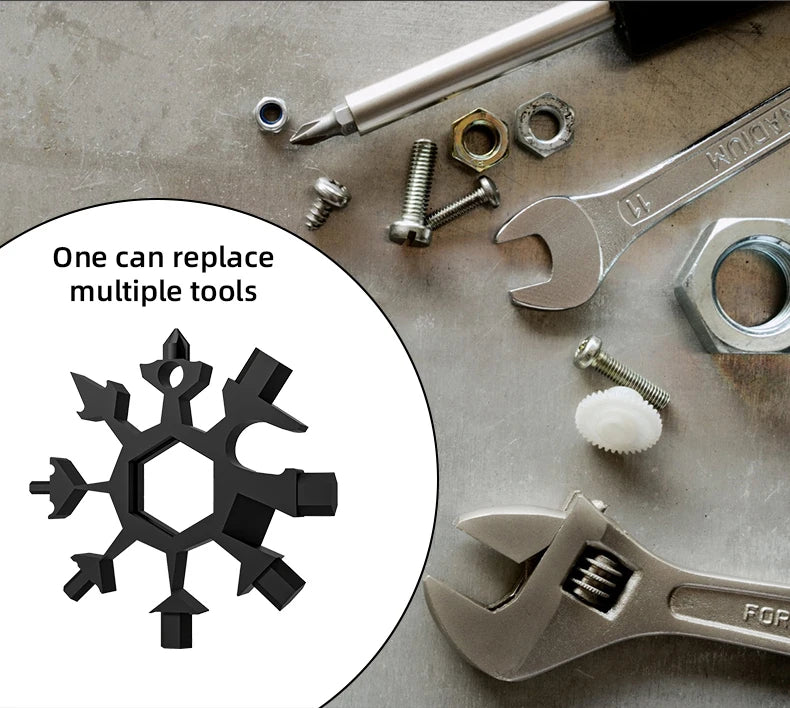 Universal Portable 18 In1 EDC Snowflake Torque Wrench Multi Tool Stainless Steel Tools Set Multifunction Hand Tools Manual Tool