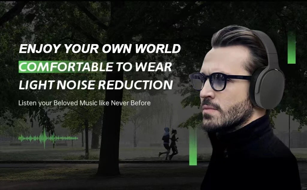 NEWMSNR 9D Surround Sound Wireless Bluetooth Headphones Over Ear Headsets True Sports Earphones TF/AUX Music Player with HD Mic