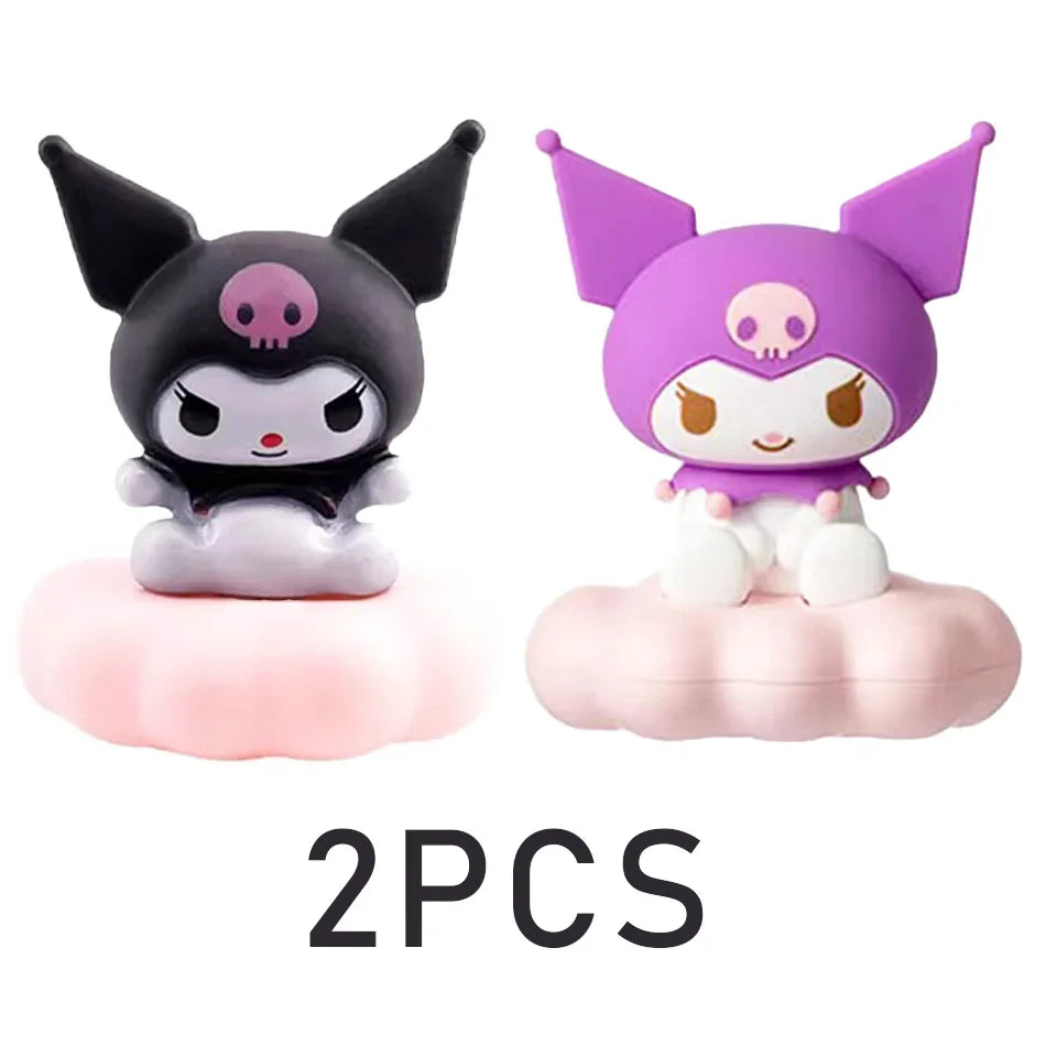 New Kawaii Sanrios Night Light Enamel Cloud Cartoon Kuromi Cinnamoroll Pochacco Small Table Light Illuminating Decoration