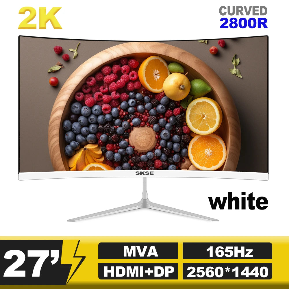 SKSE 27 Inch 2K Monitor 165HZ Display LED 1800R Curved Screen Computer Gaming Monitor PC HD DP/HDMI Interface 2560*1440
