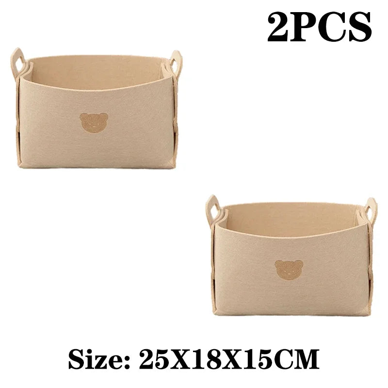 1-10PCS Bear Felt Snacks & Toys Storage Basket Large Capacity Collapsible Clothes Storage Box Desktop Sundry Organiser