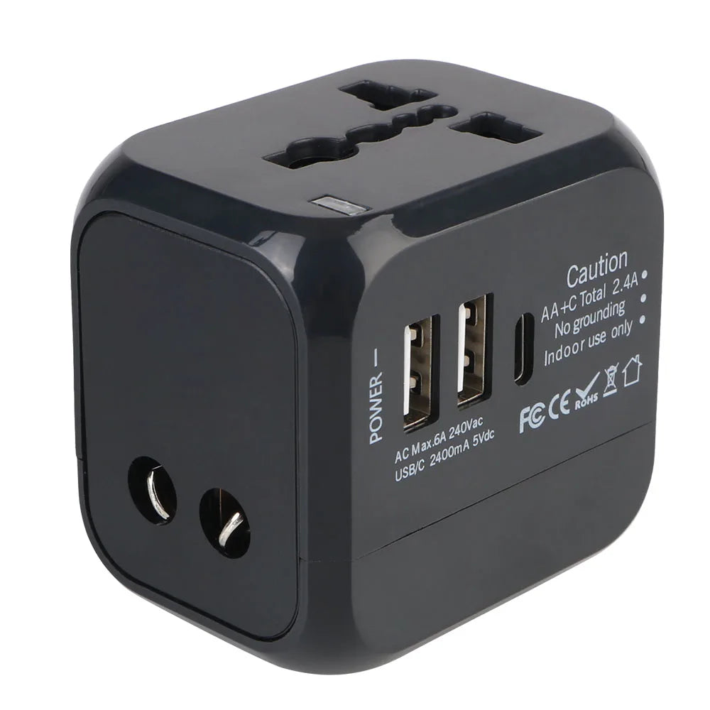 All-in-one Wall Charger  Travel Adapter 6A US EU UK AU plug Travel Charger with 2 USB Port and 1 Type C Universal