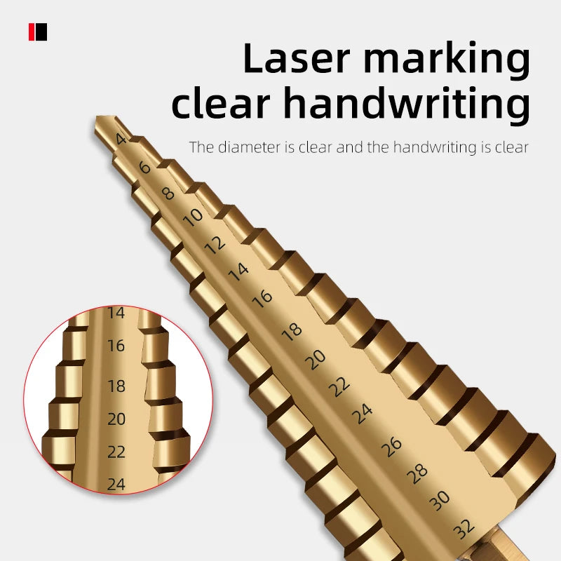 HSS Straight Fluted Pagoda Step Drill 3Pcs  5Pcs 6Pcs Cloth Bag Hex Shank Reamer Bit Set Titanium Coated Wood Metal Hole