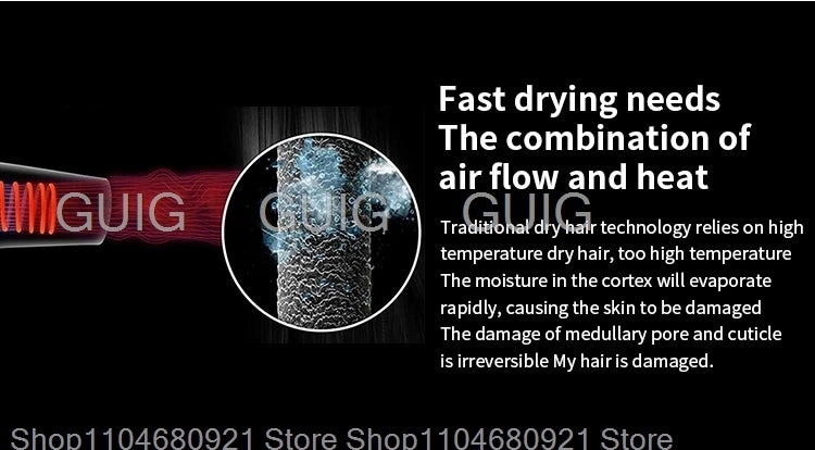 Leafless Hair Dryer New Professional With Flyaway Attachment Negative Ionic Premium Hair Dryers Multifunction Salon Style Tool