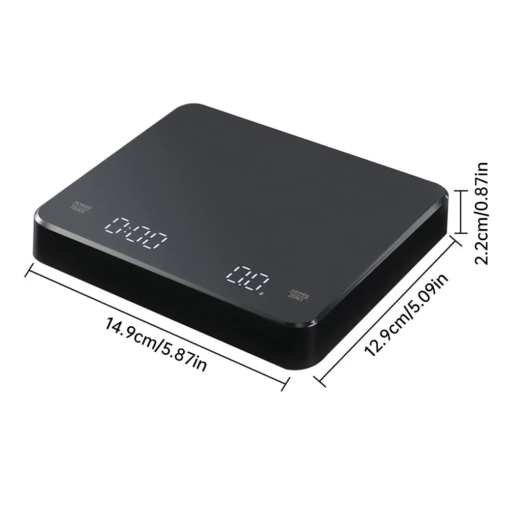 Digital Coffee Scale with Timer LED Screen Espresso USB 3kg Max.Weighing 0.1g High Precision Measures in Oz/ml/g Kitchen Scale