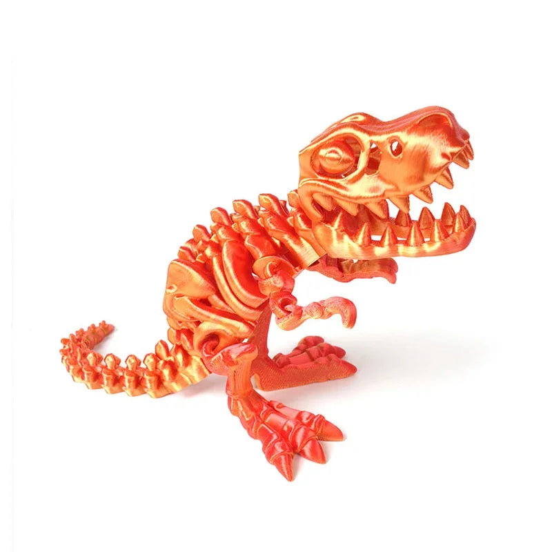 3D Printed Dragon Set Crafts Model Decoration Fidget Toy Rotatable Tyrannosaurus Rex Skeleton Dinosaur Gift for Birthdays