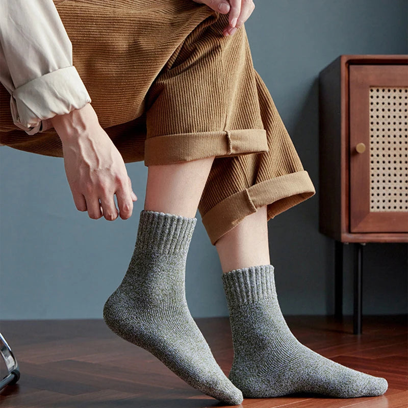 5 Pairs Winter Warm Men’s Socks thick Male Women Socks Super Thicker Solid Socks Winter Socks Against Cold Snow Terry Socks