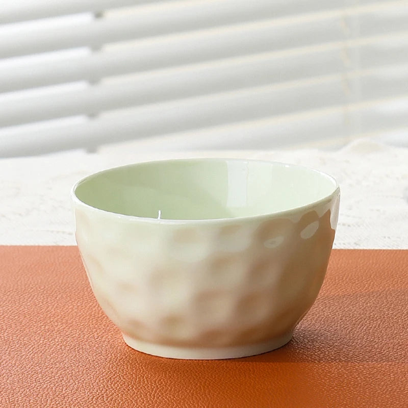 Household Solid Ceramic Rice Bowls 4.5 inch New Soup Tableware Cream Style Green Creative Underglaze Colour Instant Noodles Bowl