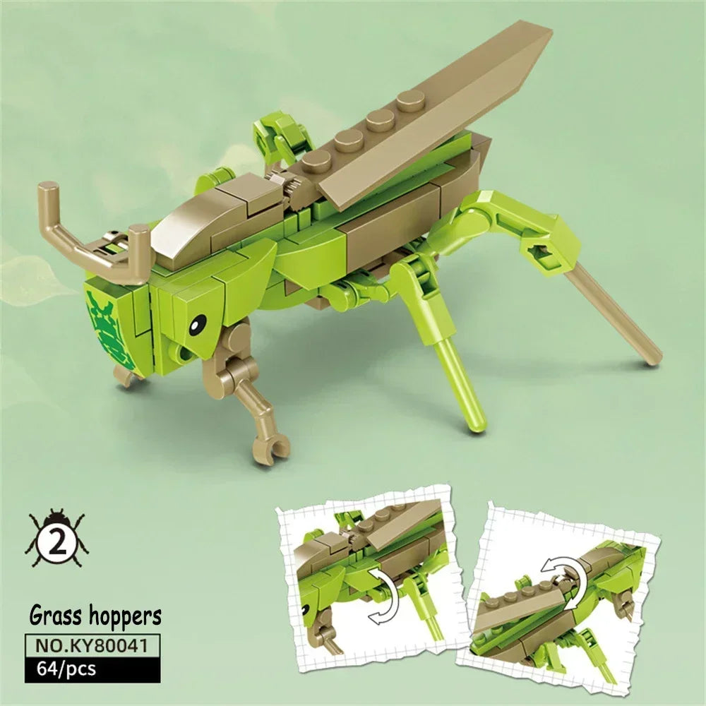 Rhinoceros Beetle Colorful Insect 3D Model Building Blocks Toy Easy Assembly Puzzle Toys Perfect Holiday Gift for Kids Birthday