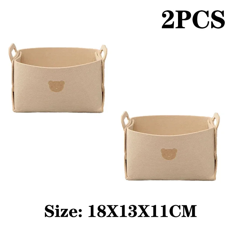 1-10PCS Bear Felt Snacks & Toys Storage Basket Large Capacity Collapsible Clothes Storage Box Desktop Sundry Organiser