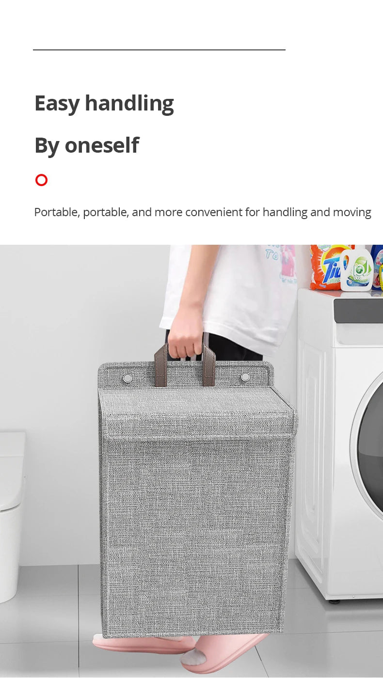 1pc Foldable Adhesive Laundry Basket Hamper, Multifunctional Punch Free Wall Hanging Washing Clothes Mesh Hook Organizer