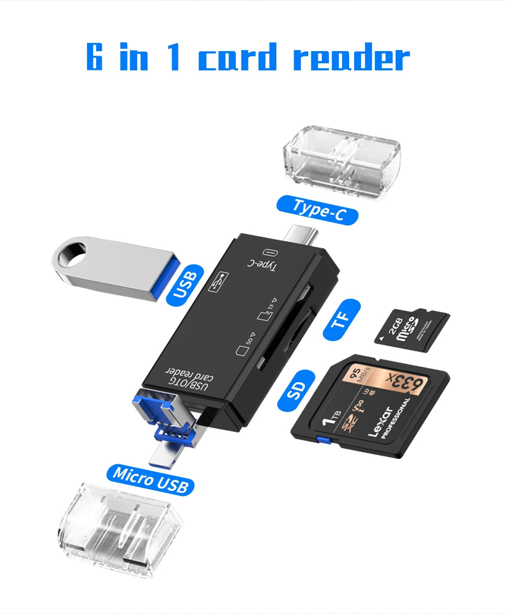 TISHRIC Micro USB Type C Adapter USB TF SD Card Reader USB-C Memory Card Adapter For Macbook Samsung Huawei XiaoMi Laptop Phone