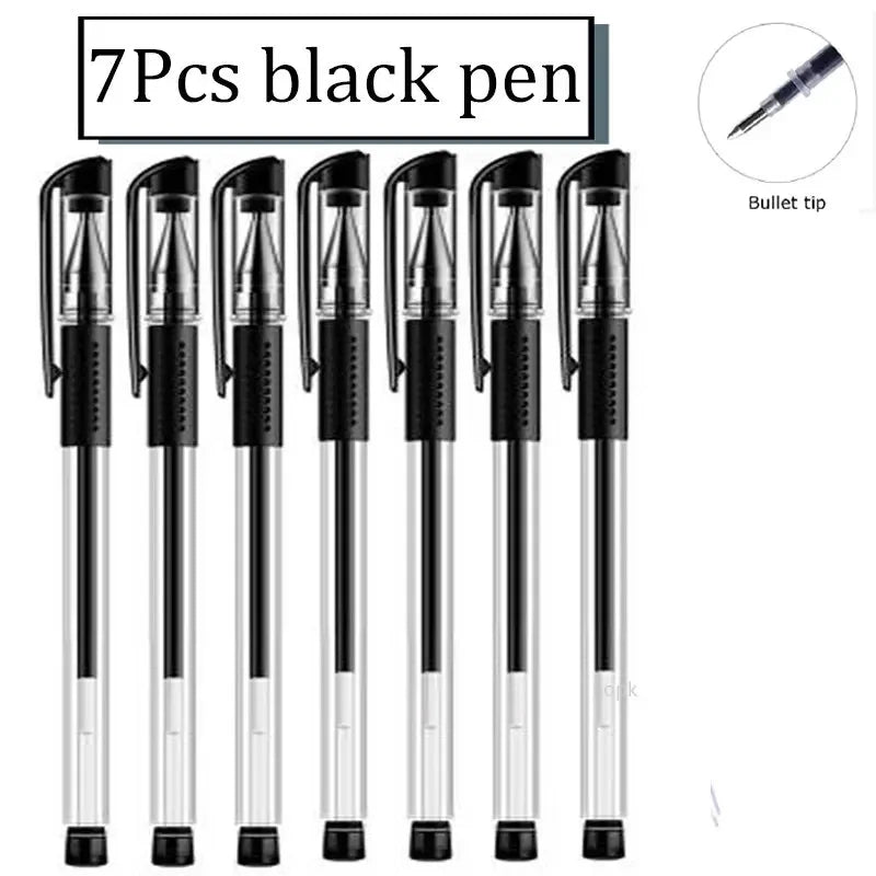 7/35 PCS Gel Pen Set School Supplies Black Blue Red Ink Color Ballpoint Pen Kawaii Pen Writing Tool School Office Stationery