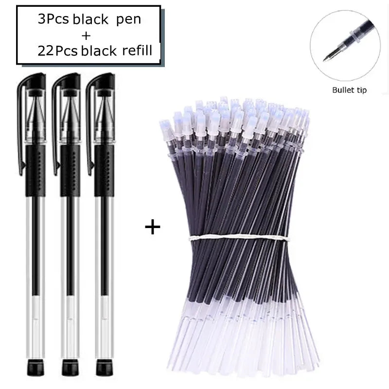 7/35 PCS Gel Pen Set School Supplies Black Blue Red Ink Color Ballpoint Pen Kawaii Pen Writing Tool School Office Stationery