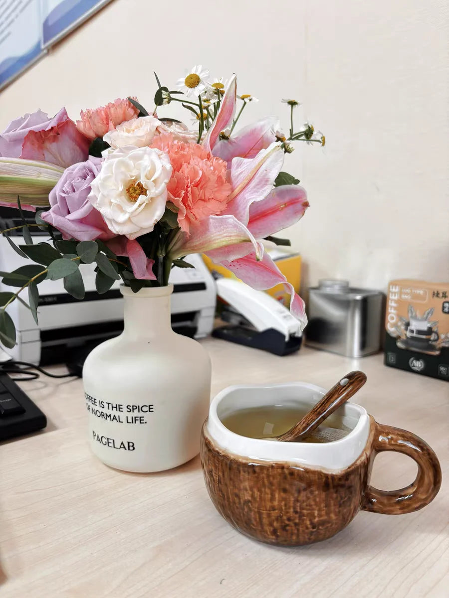 High value ins retro hand-squeezed irregular ceramic mark coconut cup coffee cup oat breakfast water cup