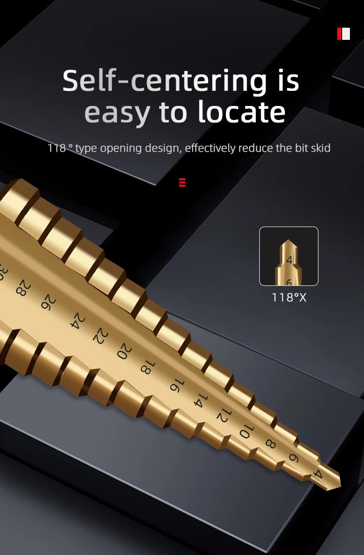 HSS Straight Fluted Pagoda Step Drill 3Pcs  5Pcs 6Pcs Cloth Bag Hex Shank Reamer Bit Set Titanium Coated Wood Metal Hole