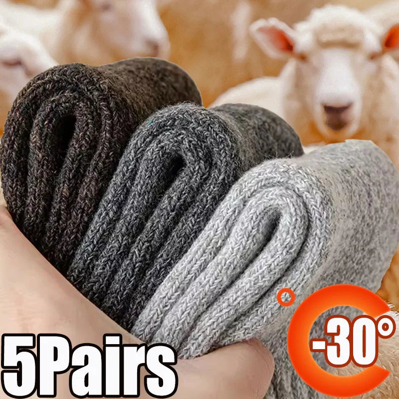 5 Pairs Winter Warm Men’s Socks thick Male Women Socks Super Thicker Solid Socks Winter Socks Against Cold Snow Terry Socks