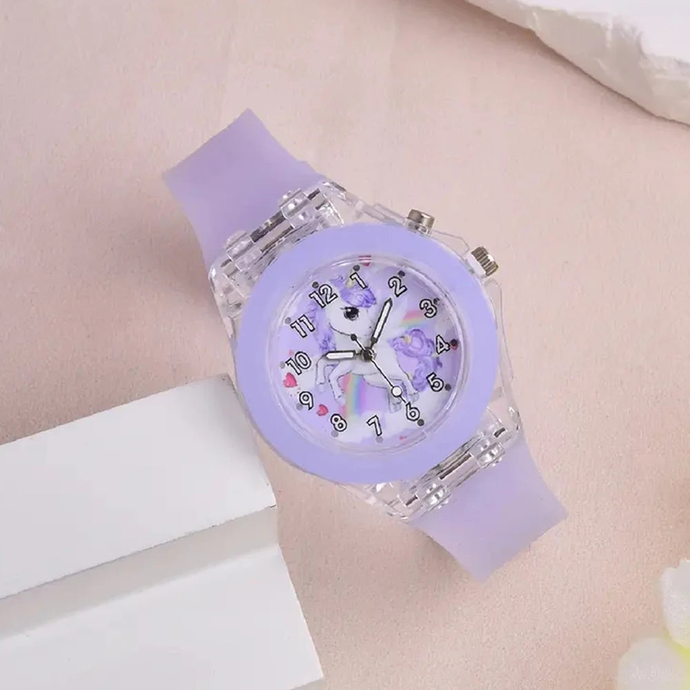 Fashion Butterfly Silicone Luminous Watch + Butterfly Beaded Bracelet