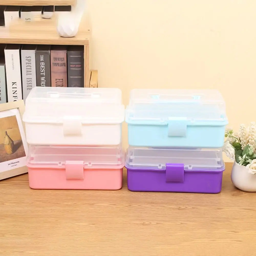 2/3 Layers Large Capacity Storage Box Foldable Multifunctional Plastic Portable Makeup Hairpin Organizer Nail Art Jewelry Box