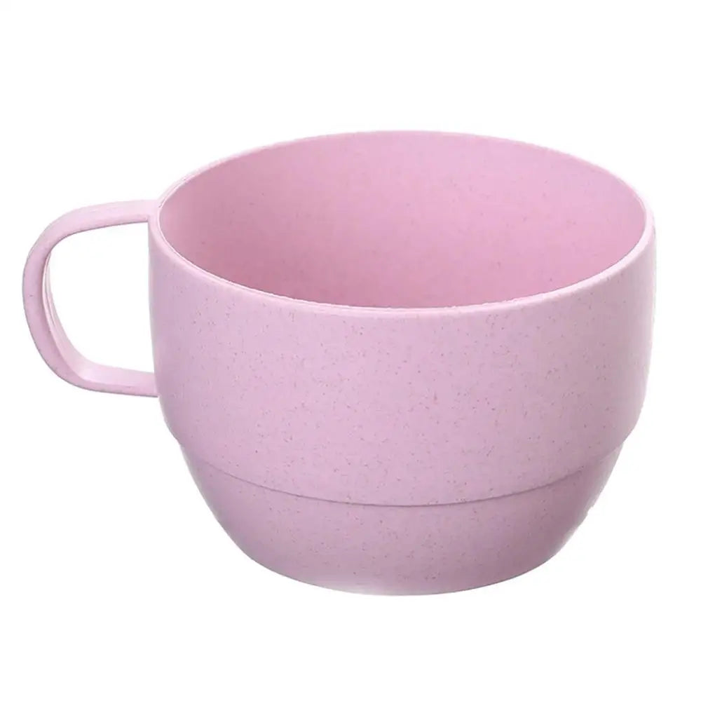 1 pcs Wide Mouth Reusable Kitchen Supplies with Handle Eco-friendly Drinking Cup Wheat Straw Cup Drinkware Coffee Mug