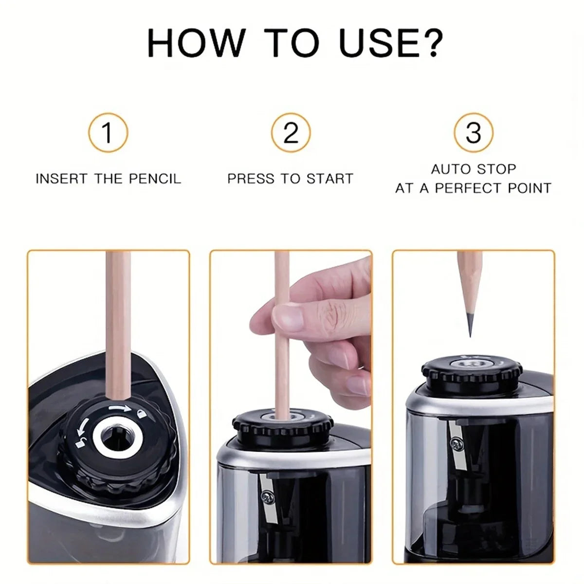 Electric Sharpener Desktop Automatic Pencil Sharpener Suitable To Pencils (6-8mm) for Students School Office Stationery