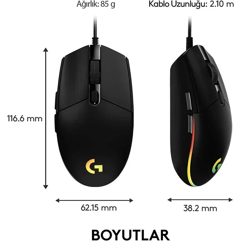 Logitech G102 Mouse USB Wired Gaming Mouse 8000 DPI Rainbow Optical Effect Screen for PC/Mac Computer and Laptop