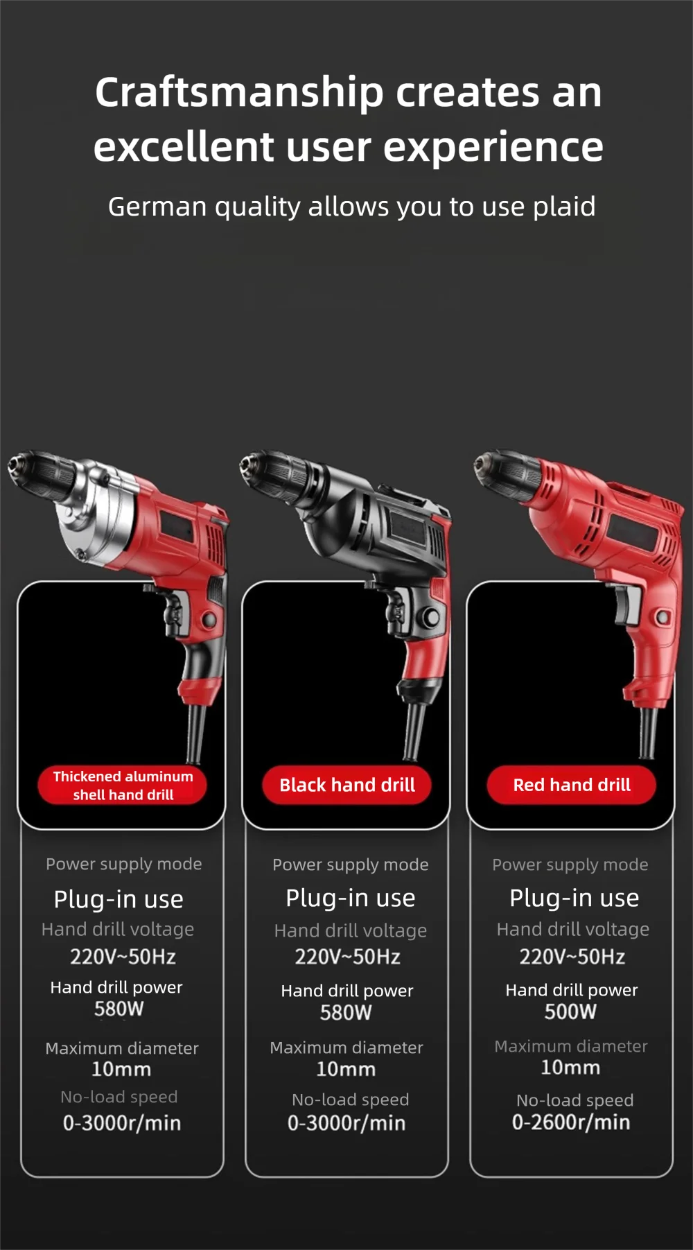 220V 50Hz Impact Drill 0-3000 R/min High Rotation Speed Corded Electric Drill Tool Max 13mm Chuck Controllable Speed 780W