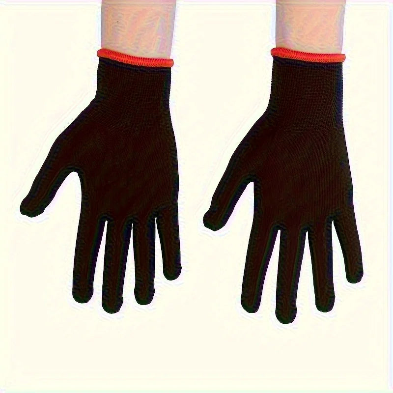 A set of breathable nylon garden work gloves, without PU coating and silicone, not waterproof, used for excavation and planting