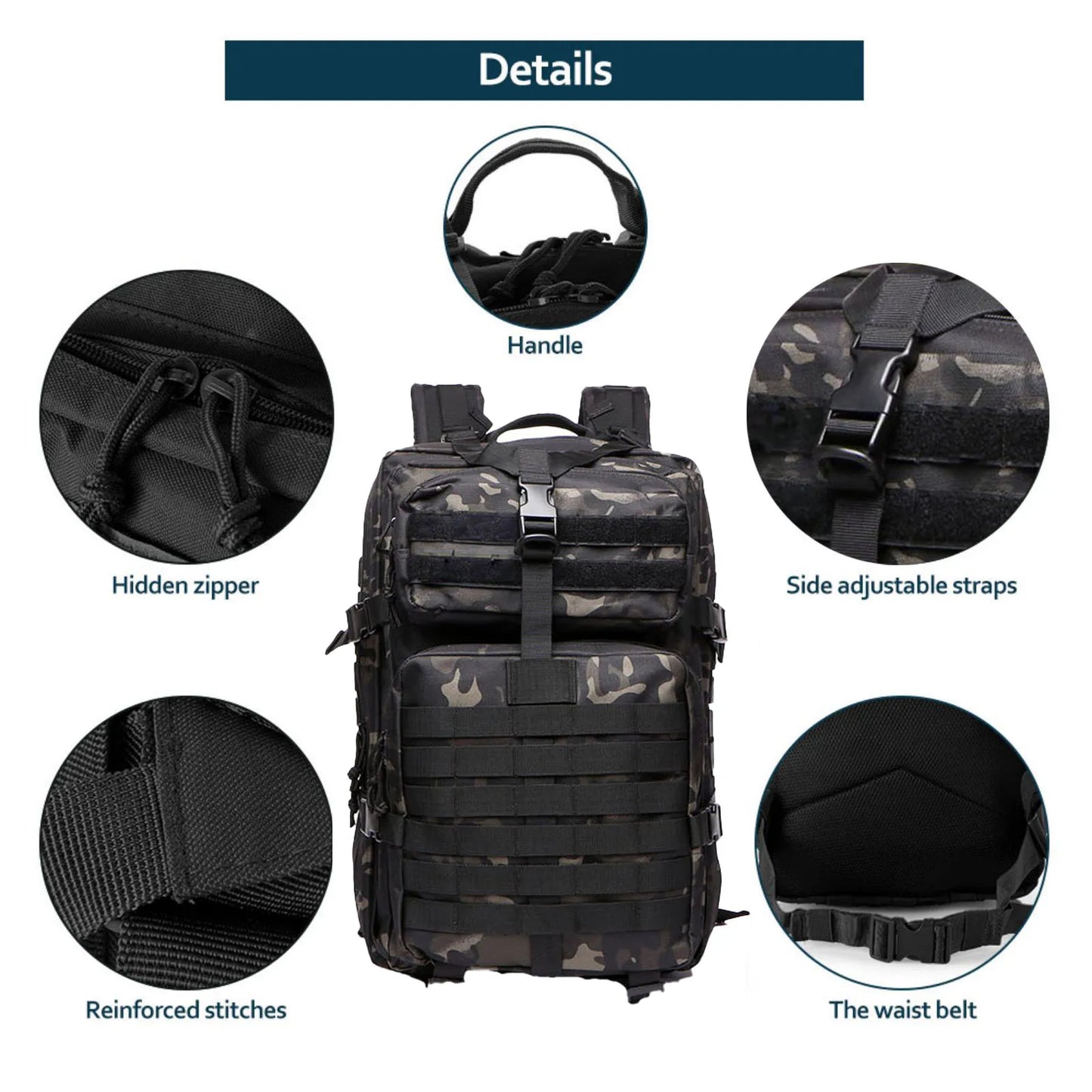 25L/50L Sturdy Nylon Waterproof Tactical Sports Trekking Fishing Hunting Camping Hiking Bag Backpack Outdoor Rucksacks