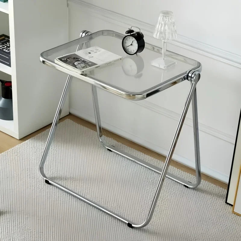 Foldable transparent thick small coffee table, simple computer desk, sofa edge table, light luxury coffee table, small desk