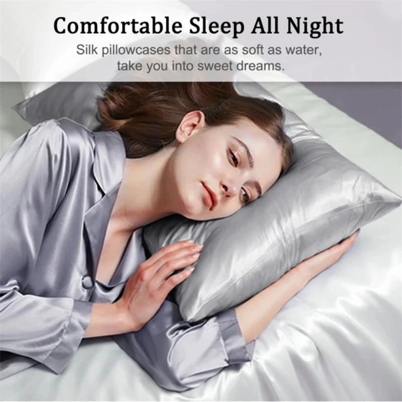 Mulberry Silk Pillowcase Bed Pillow Covers White Black Gray Champagne Gold Luxury Cases Home Bedding Standard Queen Size