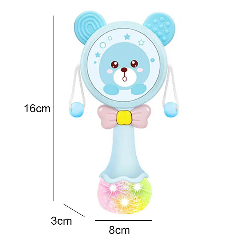 Baby Music Flashing Rattle Toys Rabbit Teether Hand Bells Mobile Infant Stop Weep Tear Rattles Newborn Early Educational Toy 18M